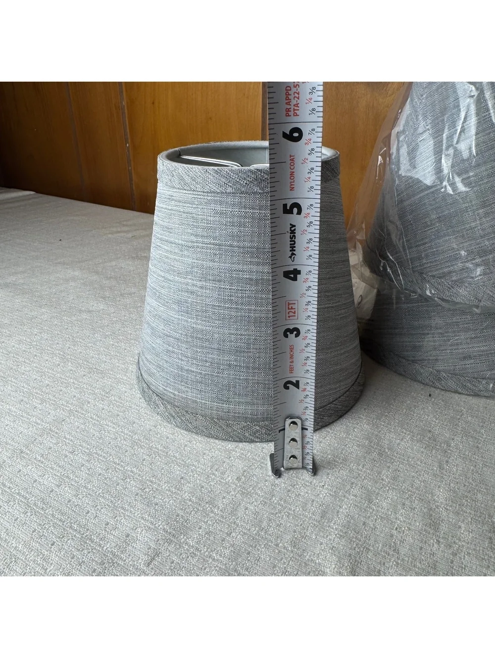 Gray Linen Clip On Lamp Shade Fabric Empire Candelabra Chandelier Shade 6 Inch